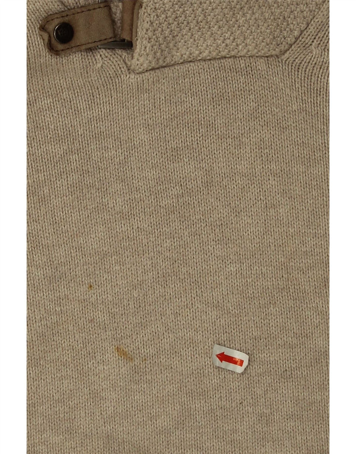 Massimo Dutti Jersey Cuello Chal Hombre Large Beige Algodón