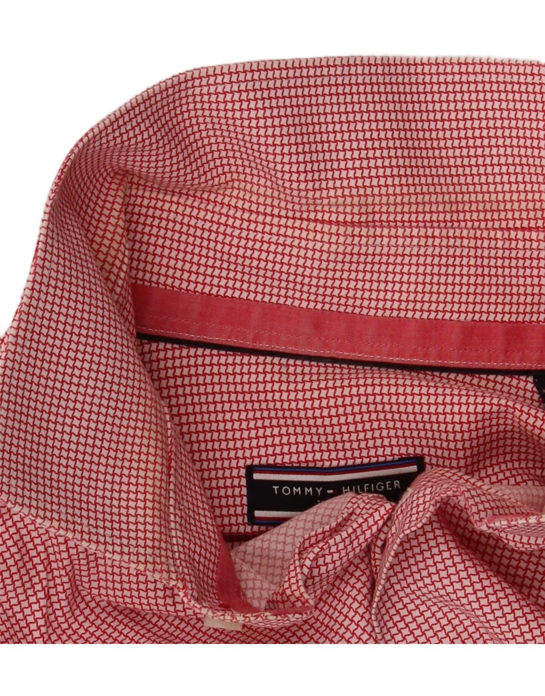 Tommy Hilfiger Camisa a medida para hombre Talla 39 15 1/2 Mediano Pata de gallo roja