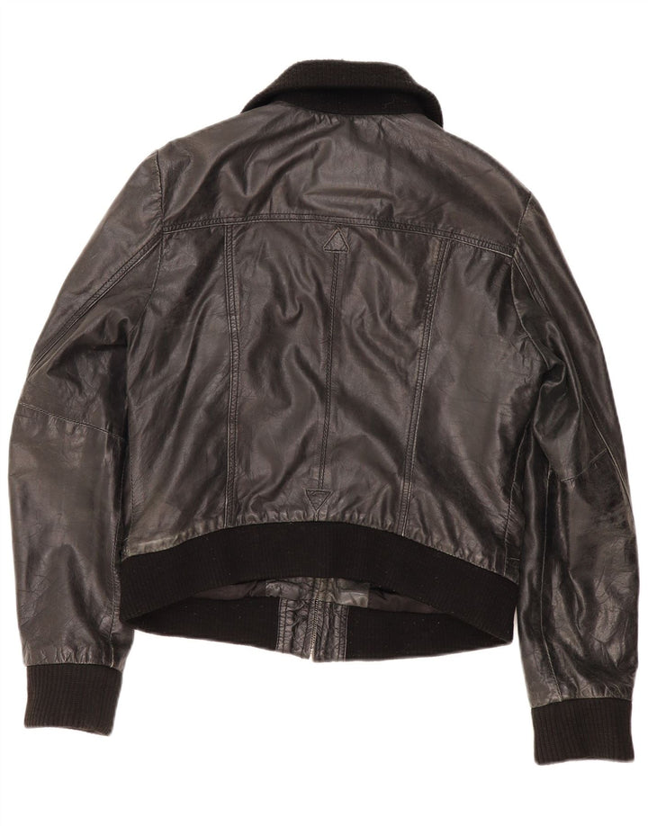 Chaqueta de cuero vintage para niños 13-14 años XL cuero negro