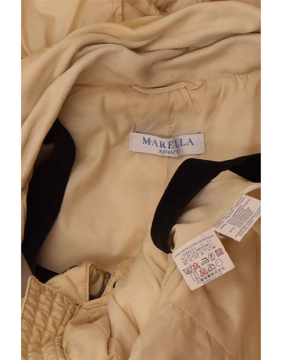 Marella Chaqueta acolchada con capucha para mujer UK 44 Large Beige Poliamida