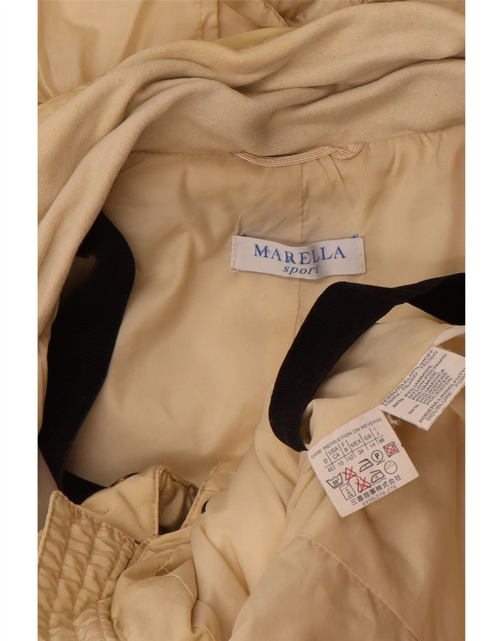 Marella Chaqueta acolchada con capucha para mujer UK 44 Large Beige Poliamida