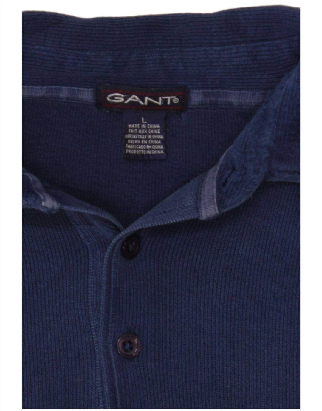 GANT Jersey con cuello tipo polo para hombre, talla grande, algodón azul marino