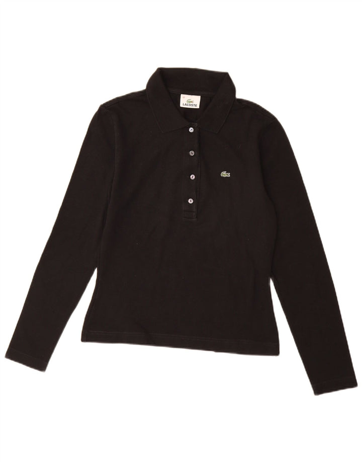 Polo Lacoste de manga larga para mujer talla 40 mediano algodón negro