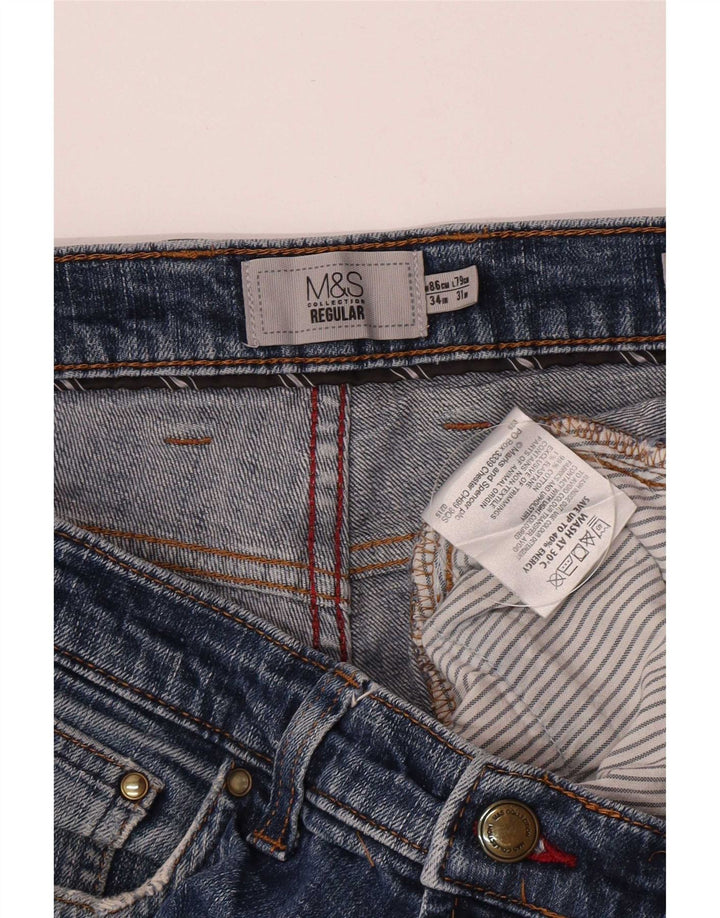 Marks & Spencer Vaqueros rectos regulares para hombre W34 L29 Algodón azul