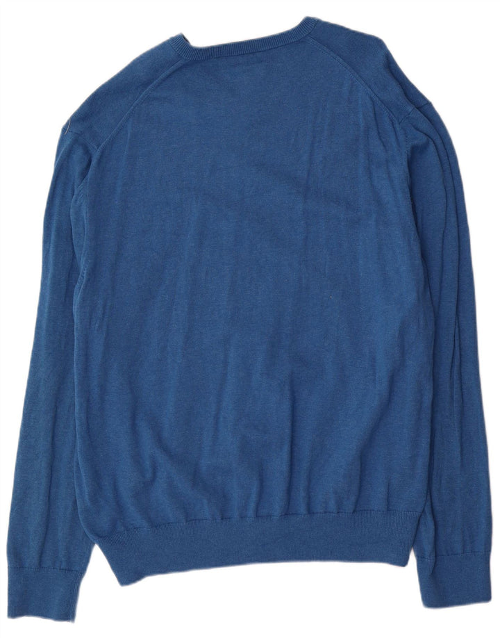 Marks & Spencer - Jersey con cuello en V para hombre, talla 3XL, algodón azul