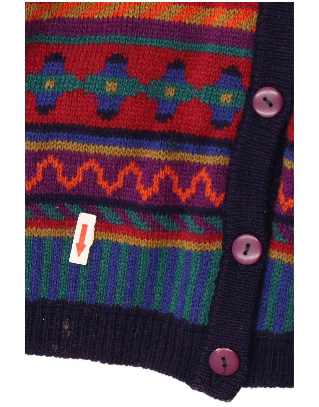 Tulchan - Cárdigan para mujer, talla 40, tamaño mediano, lana geométrica multicolor