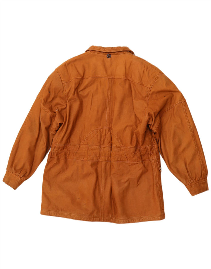 VINTAGE Chaqueta de cuero para mujer Reino Unido 6 Cuero marrón grande