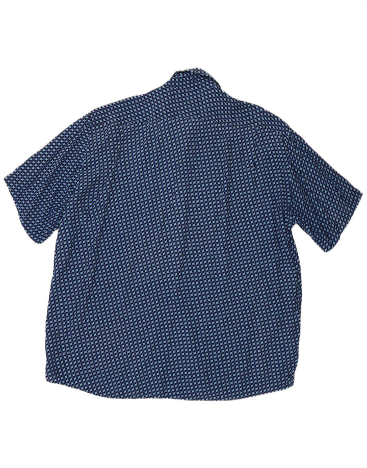 Camisa vintage de manga corta para hombre 2XL Azul Geométrico