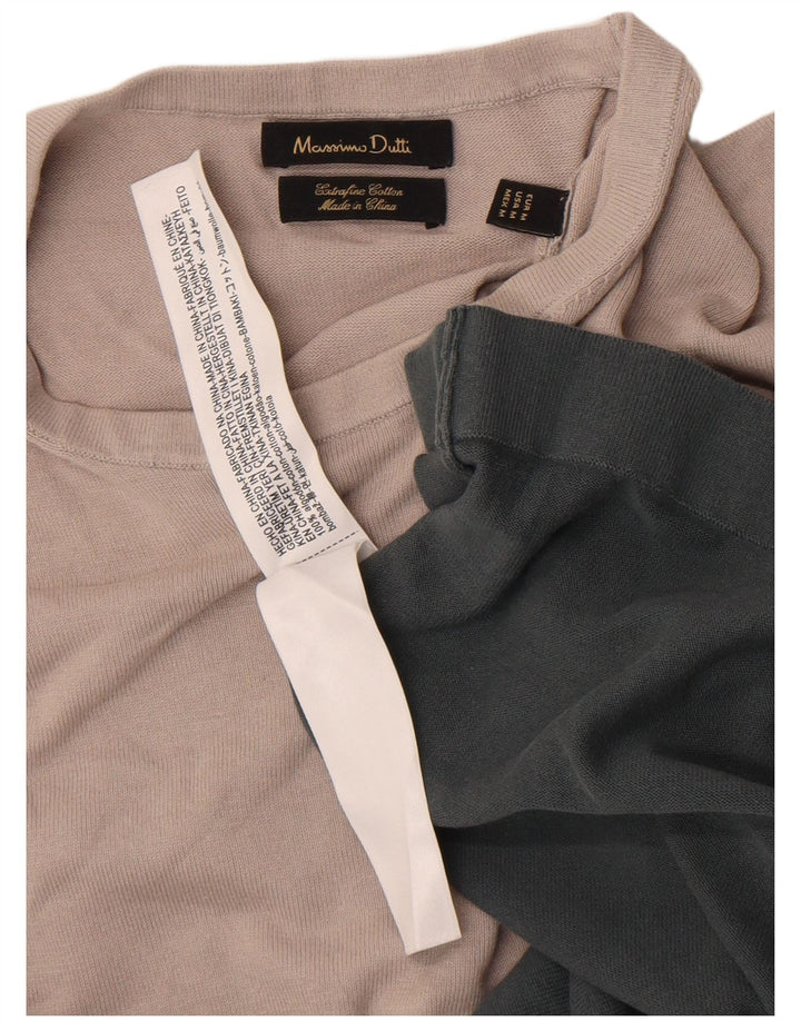 Massimo Dutti Hombre Camiseta Top Algodón Colorblock Verde Medio