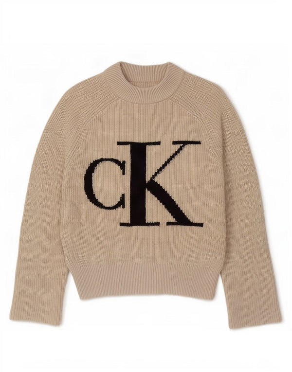Calvin Klein Jeans Suéter Suelto con Cuello Alto para Mujer UK 6 XS Beig