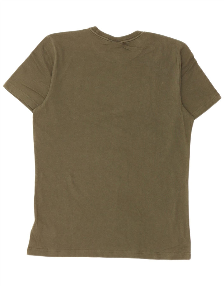 Adidas Hombre Camiseta Gráfica Top Algodón Verde Medio