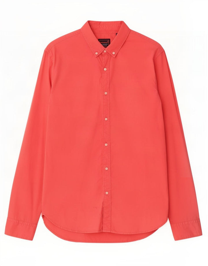 Superdry Camisa Regular Fit Para Hombre 2XL Algodón Rojo