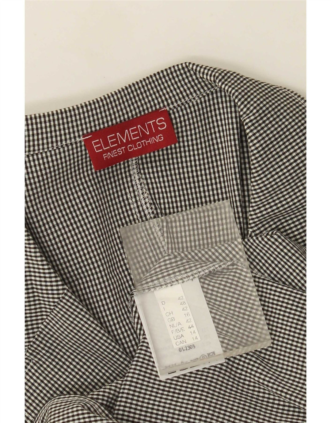 Elements Camisa de manga 3/4 para mujer UK 46 Large Viscosa de cuadros negros