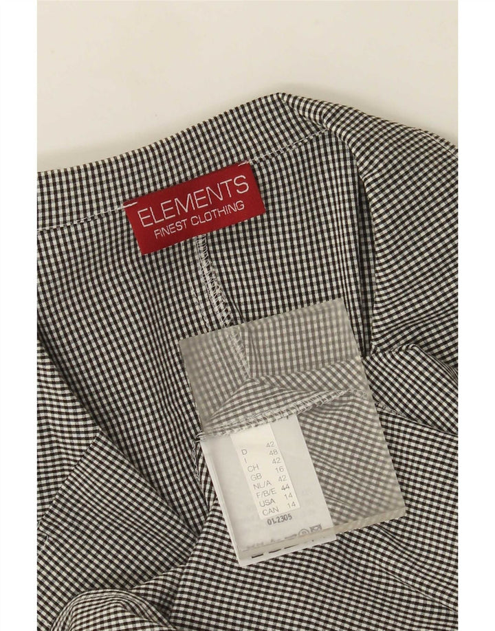 Elements Camisa de manga 3/4 para mujer UK 46 Large Viscosa de cuadros negros