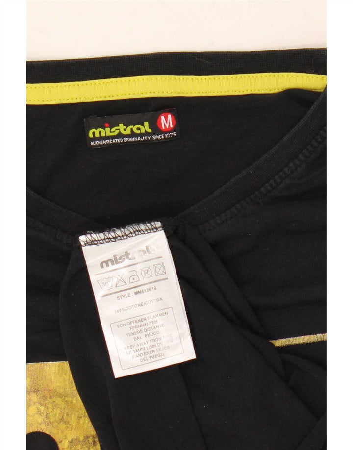 Mistral - Camiseta gráfica para hombre, talla mediana, algodón negro