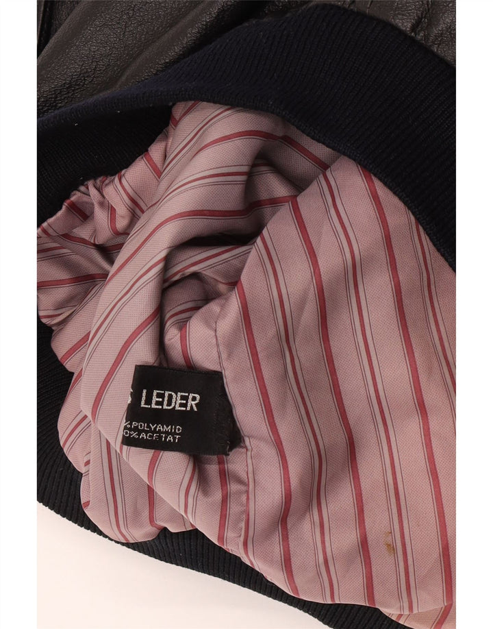 Chaqueta de cuero vintage para hombre Reino Unido 42 XL cuero negro
