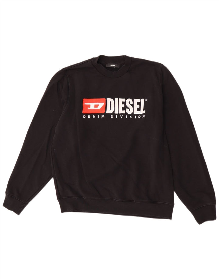 Diesel Hombre Sudadera Gráfica Jersey Pequeño Algodón Negro