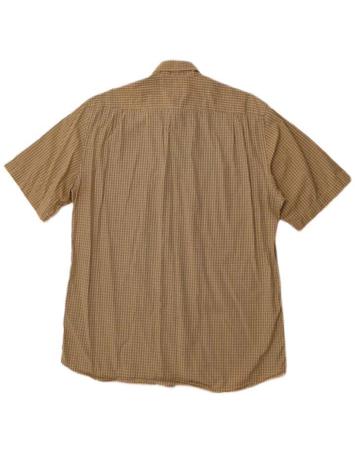 Camisa de manga corta para hombre HUGO BOSS Talla 40 Algodón a cuadros amarillo mediano