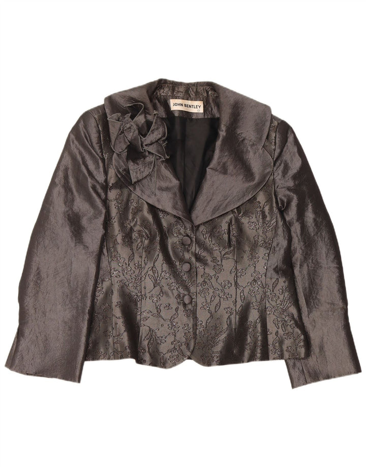 JOHN BENTLEY Cárdigan para mujer UK 40 Grande Gris Floral Poliéster
