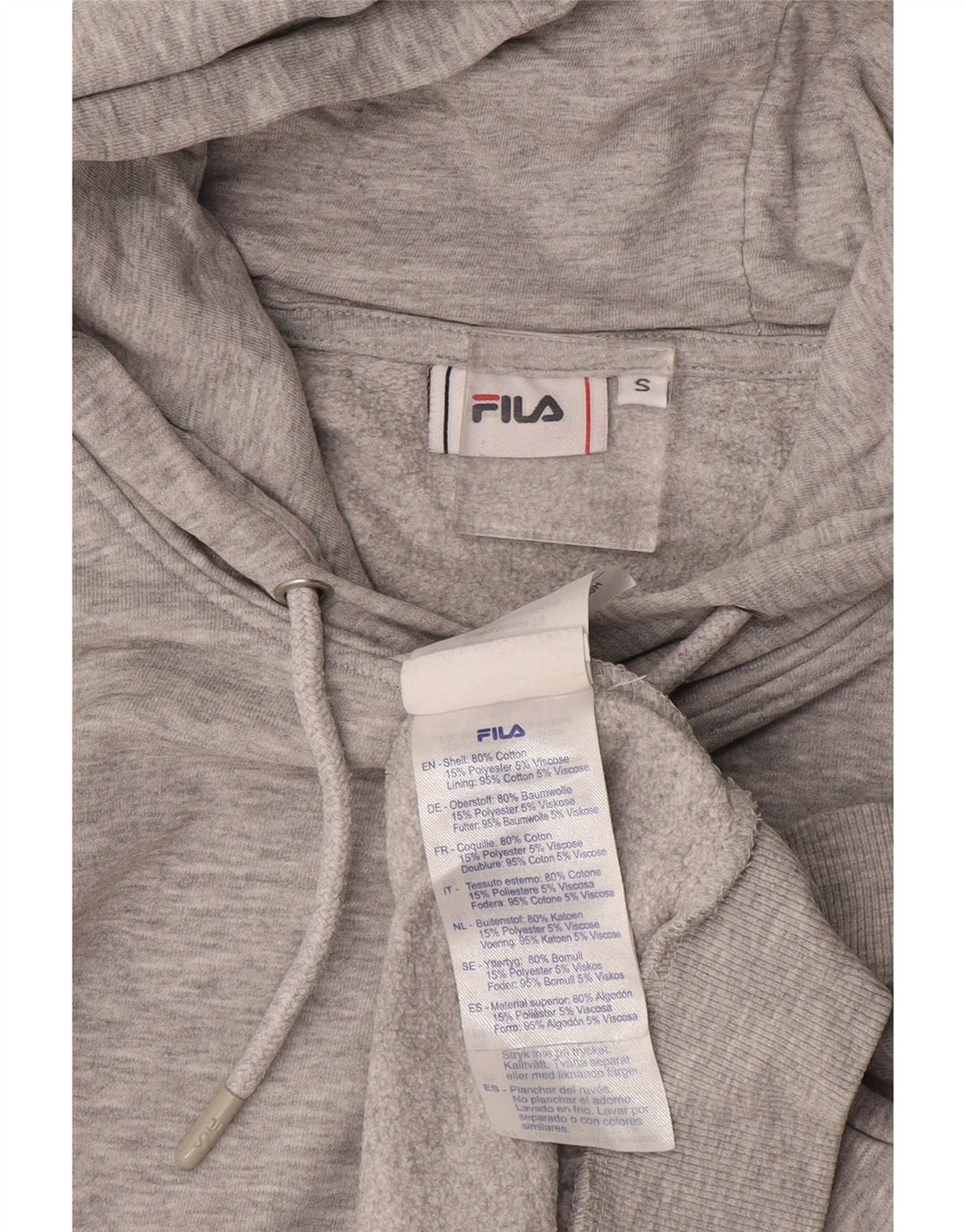 FILA - Sudadera con capucha para hombre, talla pequeña, algodón gris