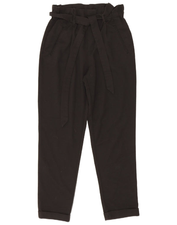 Zara Mujer Trafaluc Pantalones Casuales Cónicos De Cintura Alta XS W24 L26 Negro