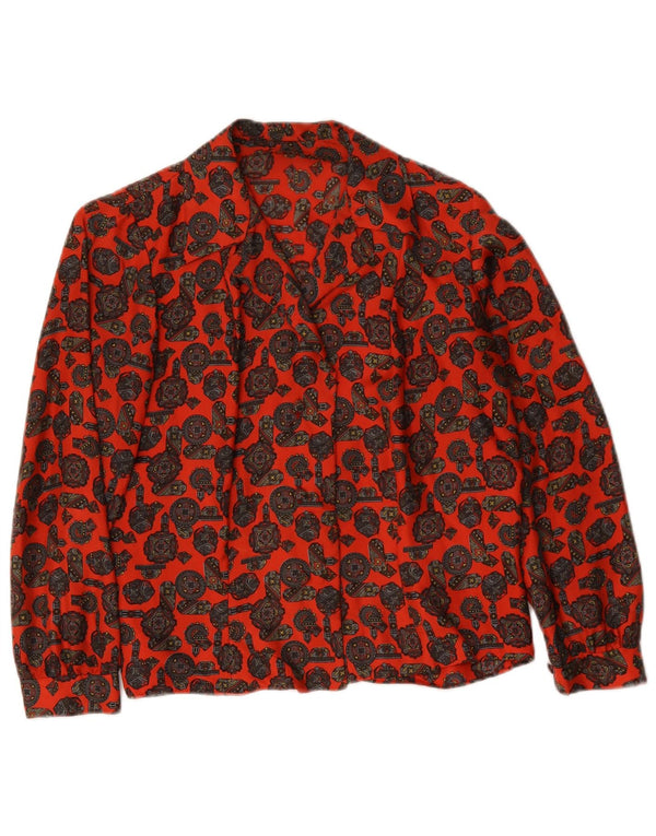 Vintage mujer camisa blusa Reino Unido 16 grande rojo geométrico