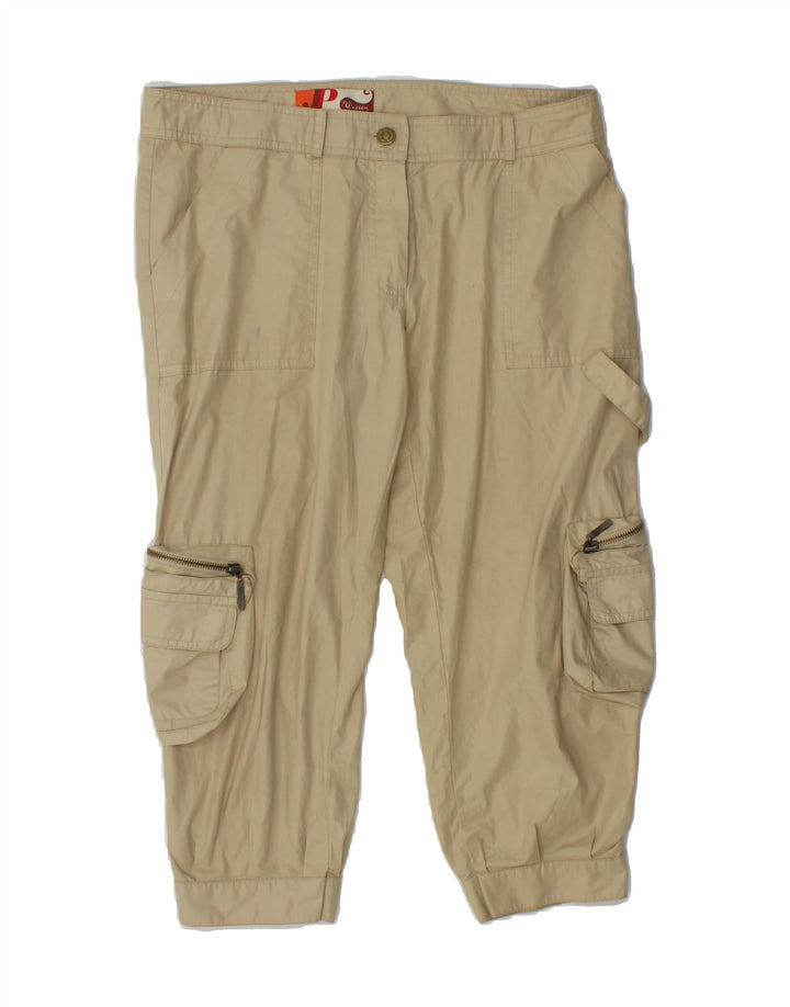 VINTAGE Womens Straight Cargo Capri Trousers W32 L20 Beige Vintage Vintage and Second-Hand Vintage from Messina Hembry 