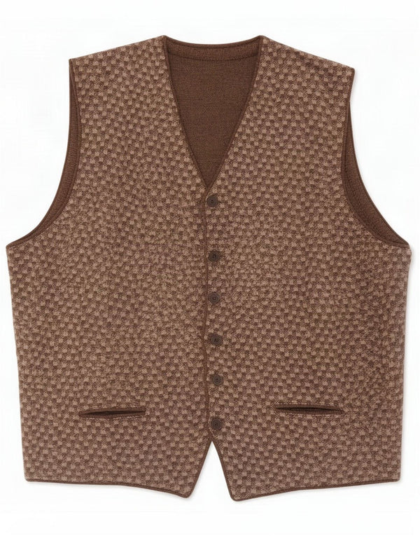 Chaleco vintage para hombre Marrón medio geométrico