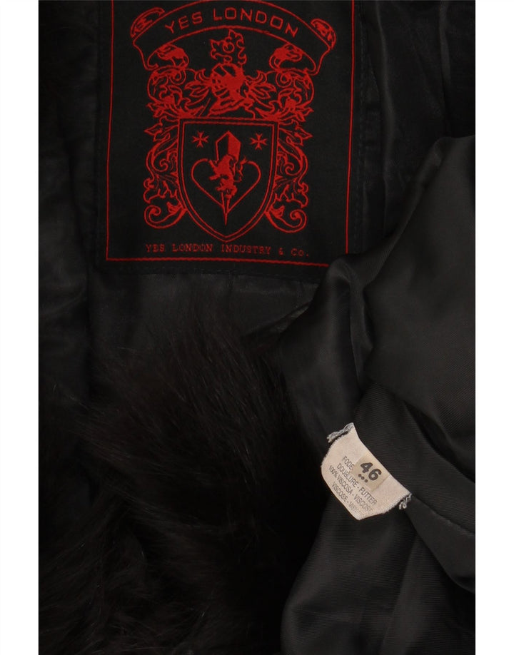 VINTAGE Abrigo de cuero para mujer IT 46 Cuero negro grande