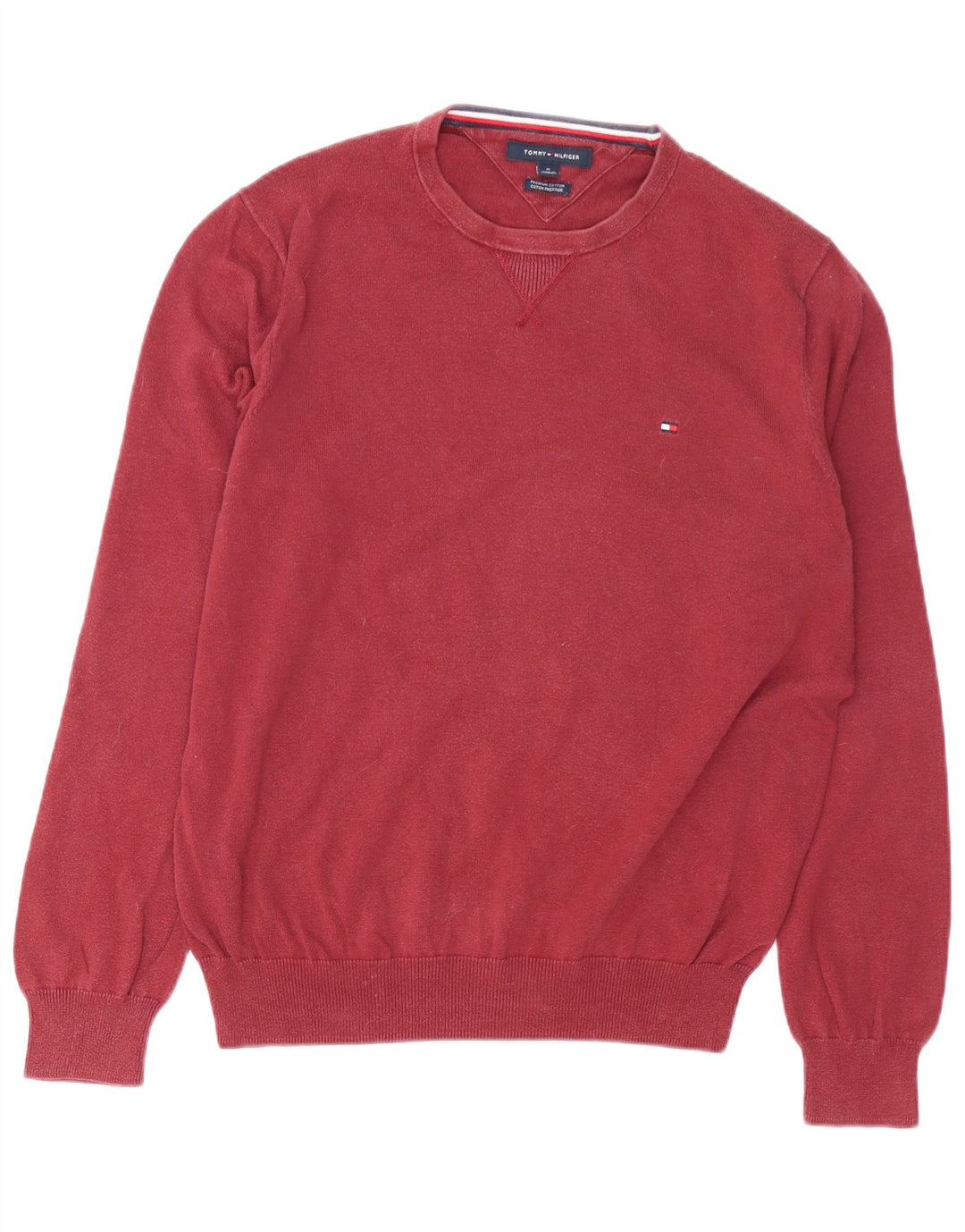 TOMMY HILFIGER Jersey De Cuello Redondo Para Hombre Algodón Granate Medio