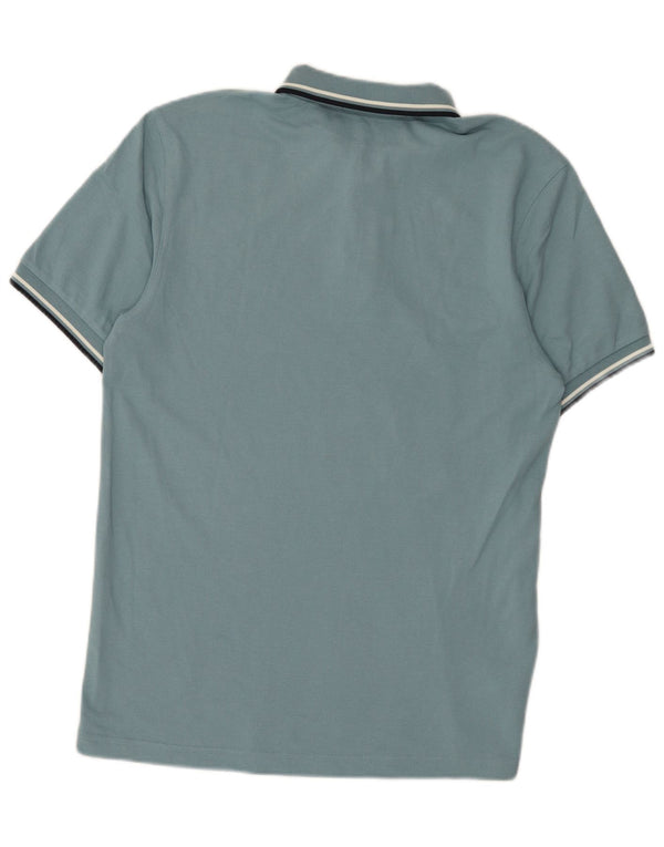 Fred Perry Mens Polo Shirt Medium Blue Striped Cotton