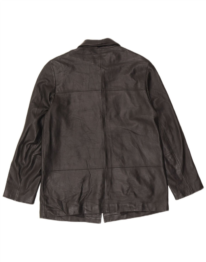 Marks & Spencer Chaqueta de cuero para mujer UK 12 Medium Black Leather