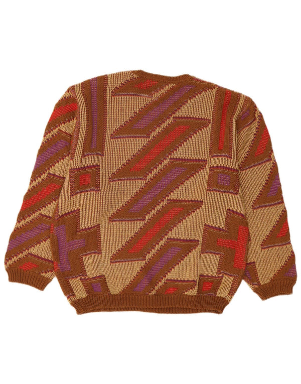 Clinique Jersey de cuello redondo para mujer UK 46 Grande Beige Algodón geométrico