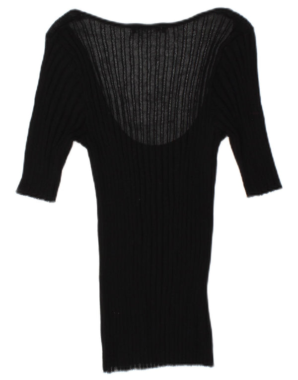 Zara Blusa de manga 3/4 transparente para mujer UK 40 Medium Black