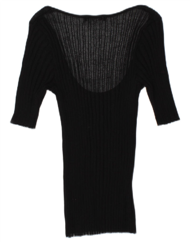 Zara Blusa de manga 3/4 transparente para mujer UK 40 Medium Black