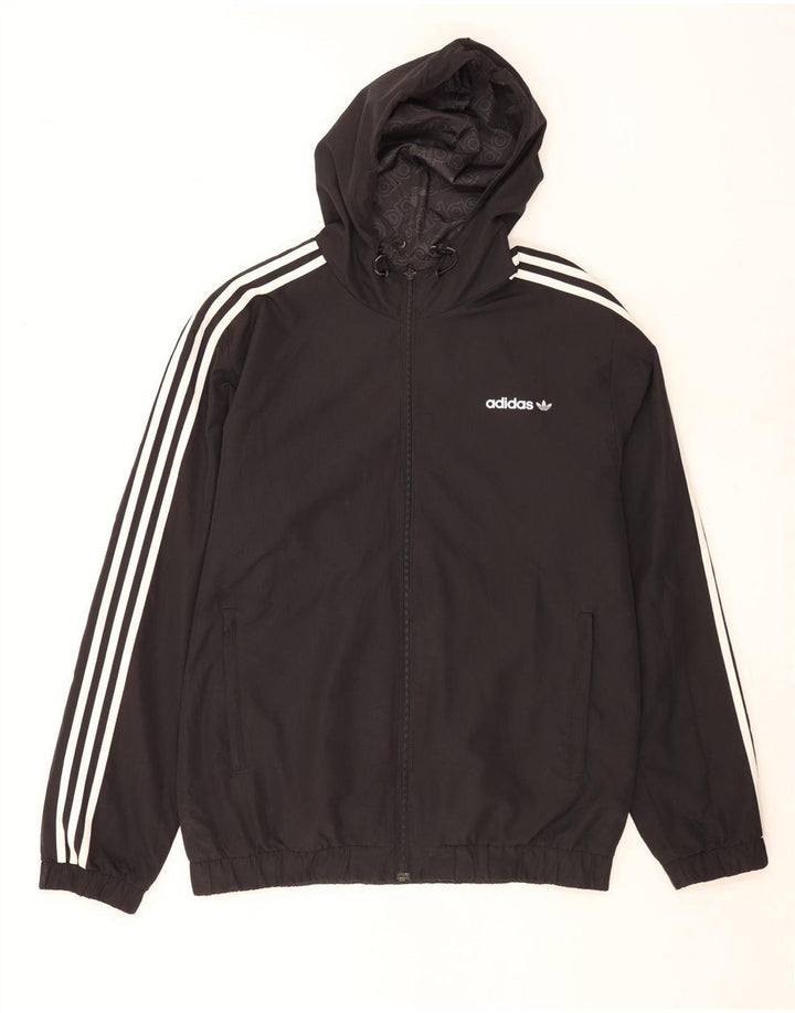 Adidas - Chaqueta reversible con capucha para hombre, talla 40, poliéster negro grande