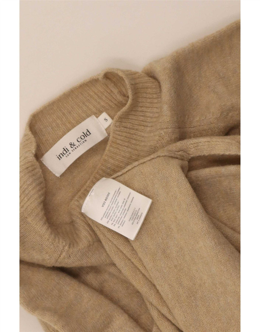 Indi & Cold Suéter extragrande con cuello de tortuga para mujer UK 10 Small Beige