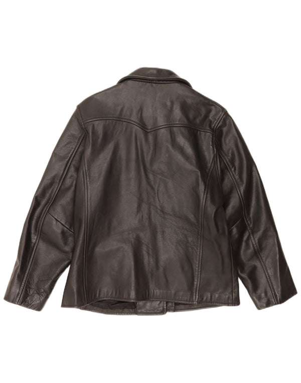 Club Monaco Chaqueta de cuero para mujer UK 44 Cuero negro mediano