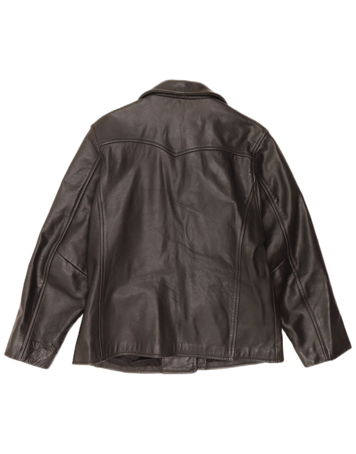 Club Monaco Chaqueta de cuero para mujer UK 44 Cuero negro mediano