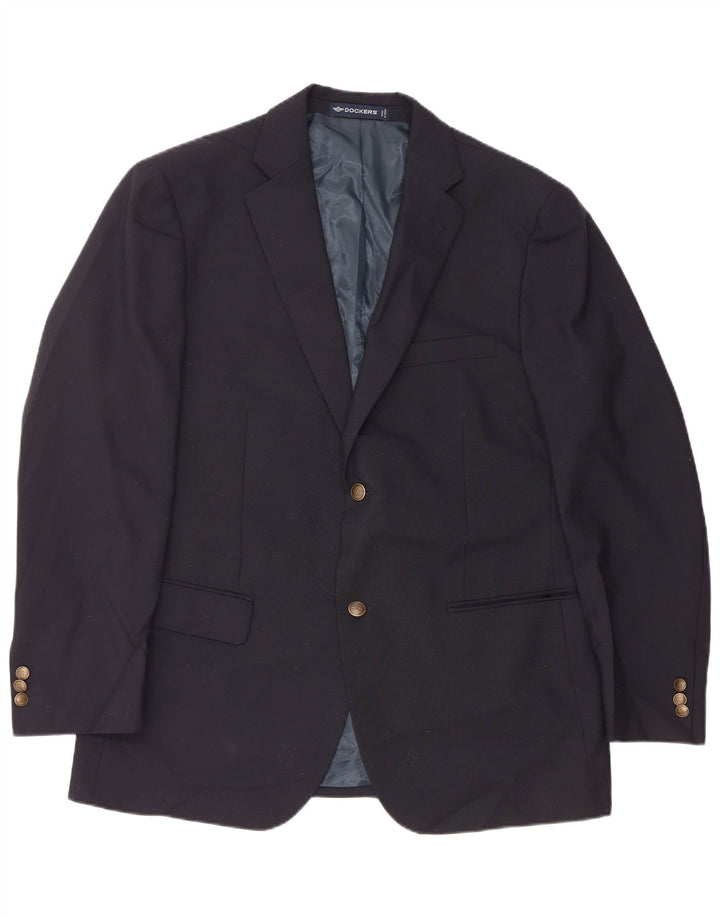 DOCKERS Chaqueta tipo blazer de 2 botones para hombre UK 42 XL Poliéster negro