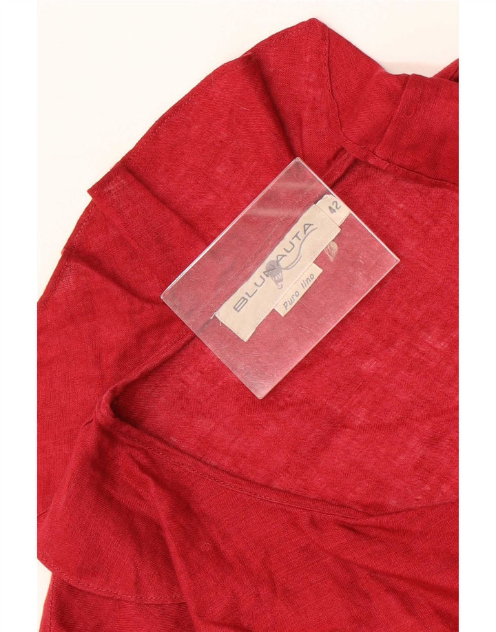 Blunauta Blusa Delantera Con Volantes Para Mujer IT 42 Lino Rojo Mediano