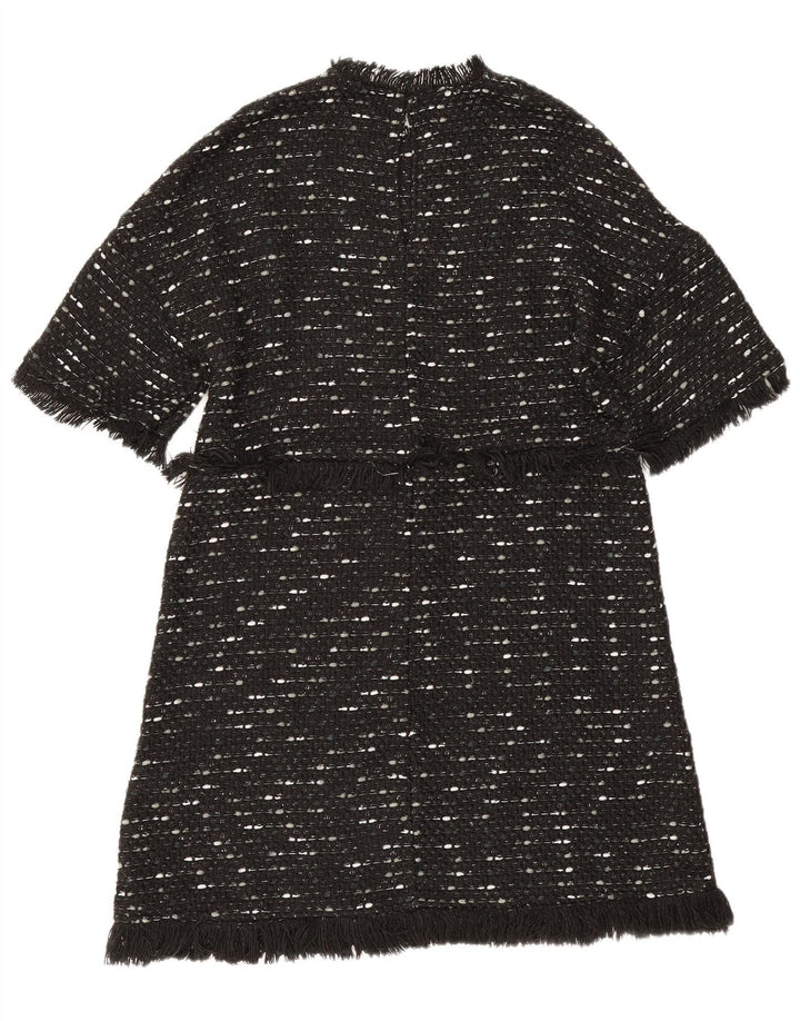 Zara Vestido Acampanado para Mujer UK 40 Mediano Poliéster Moteado Negro