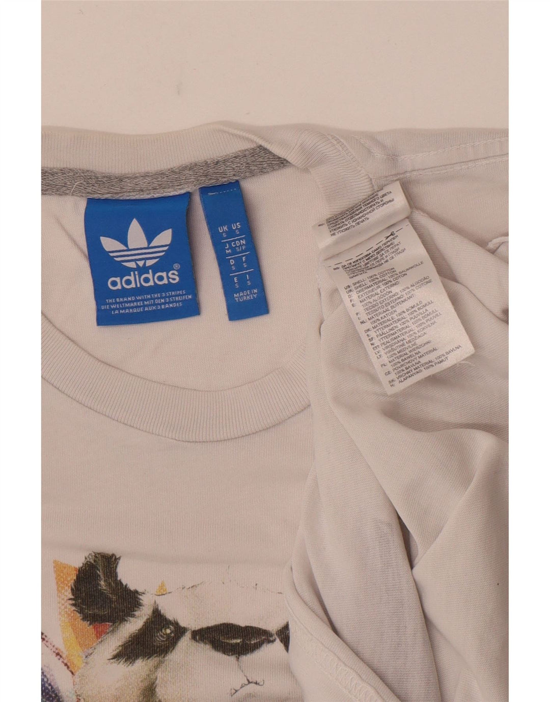 Adidas - Camiseta gráfica para hombre, talla pequeña, algodón blanco