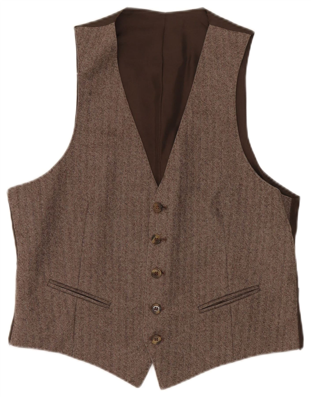 Chaleco vintage para hombre pequeño marrón espiga