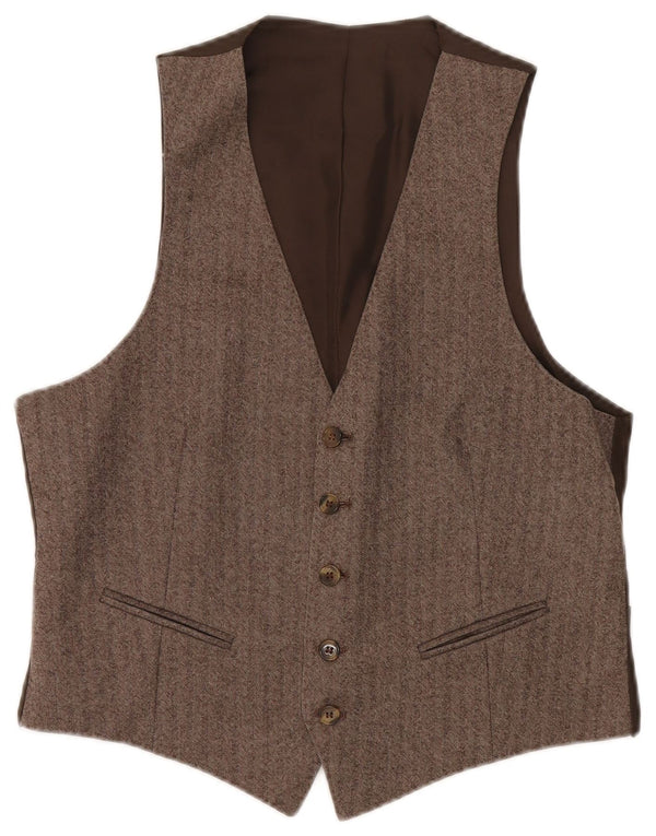Chaleco vintage para hombre pequeño marrón espiga