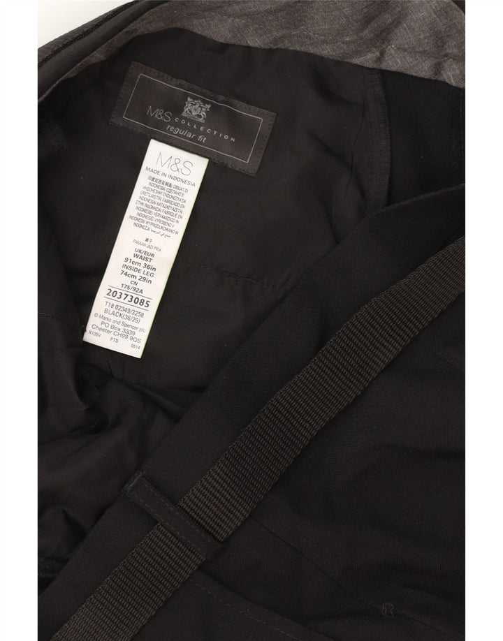 MARKS & SPENCER Pantalón chino de corte regular para hombre W36 L29 Poliéster negro