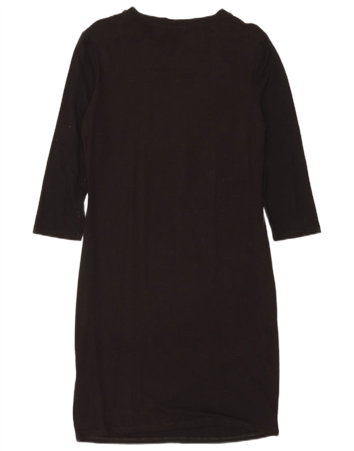 Desigual Vestido recto gráfico para mujer UK 44 Grande Viscosa floral negra