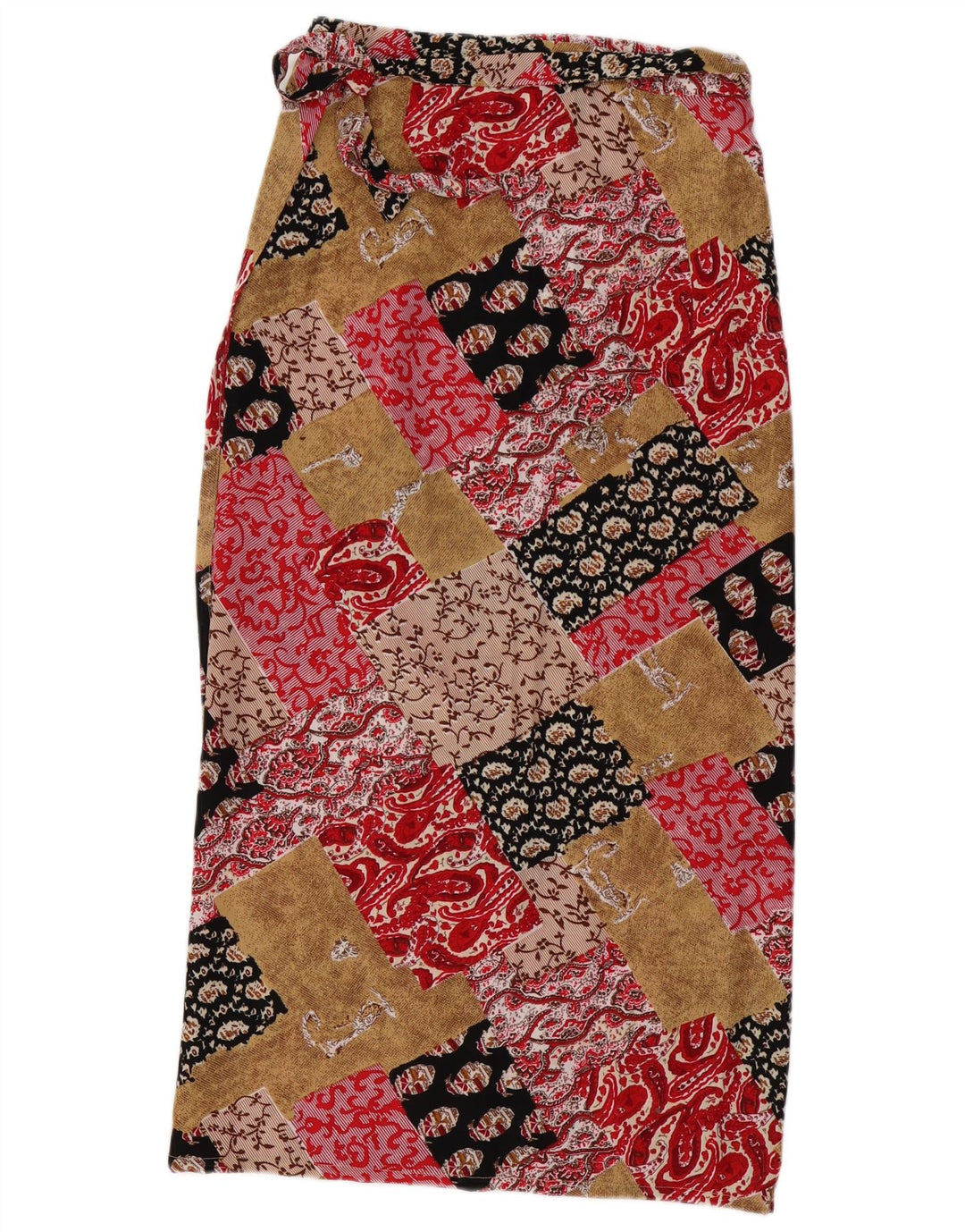 VINTAGE Falda larga cruzada para mujer W30 Viscosa de patchwork multicolor mediana