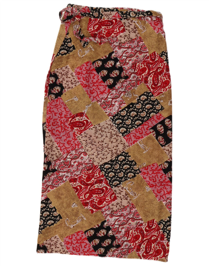 VINTAGE Falda larga cruzada para mujer W30 Viscosa de patchwork multicolor mediana