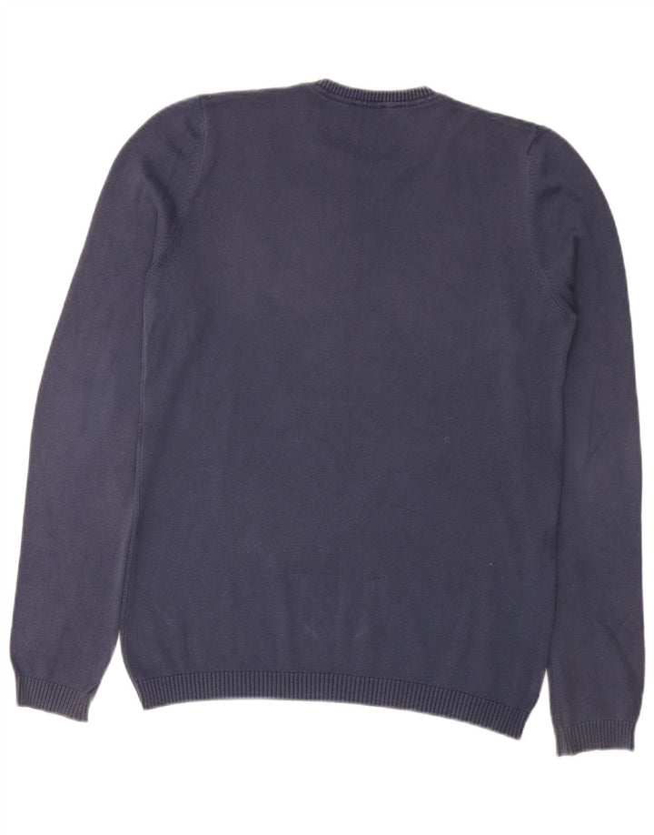 Benetton Jersey De Cuello Redondo Para Hombre Pequeño Azul Marino